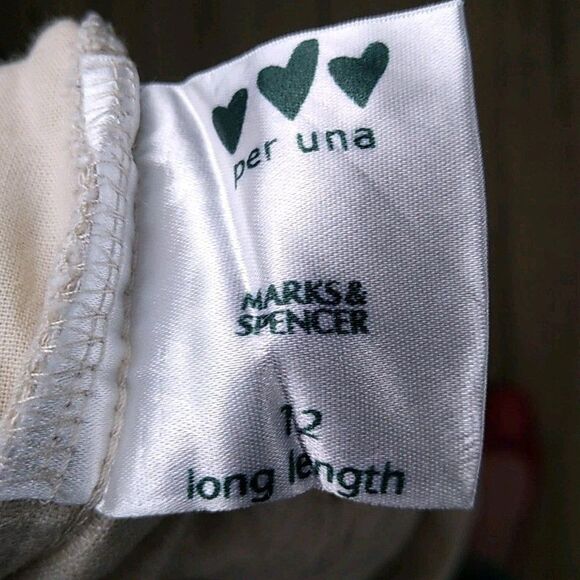 PER UNA Linen Lyocell Straight Leg Trousers Biege 32/28.5 Sz US 8 Clean Girl EUC - Picture 8 of 9